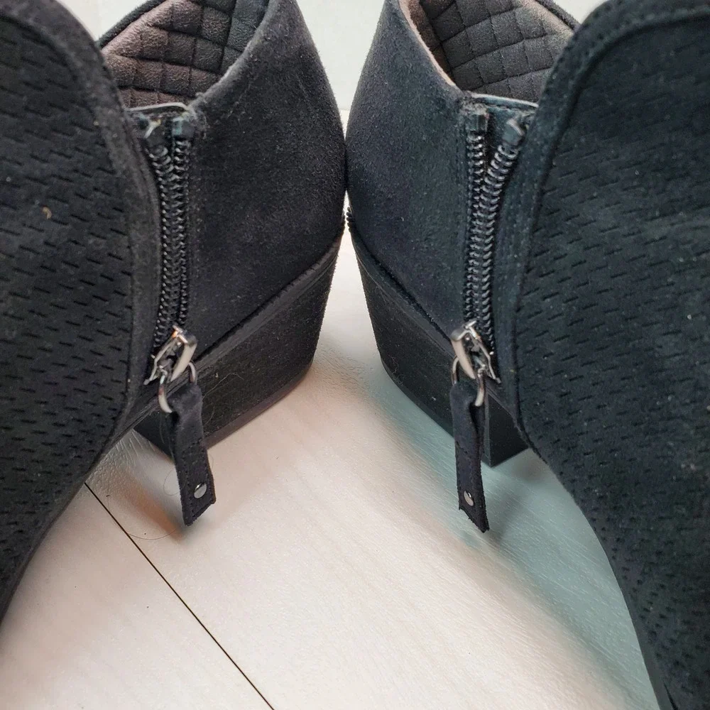Dr Scholls Womens Black Suede Ankle Boot Side Zip Buckle Detail Comfort Size 10M